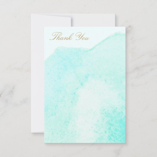 Elegant Turquoise Blauwe Aquarel Bedankt (Voorkant)