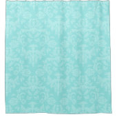 Elegant Turquoise Blauwe Damast Douchegordijn (Voorkant)