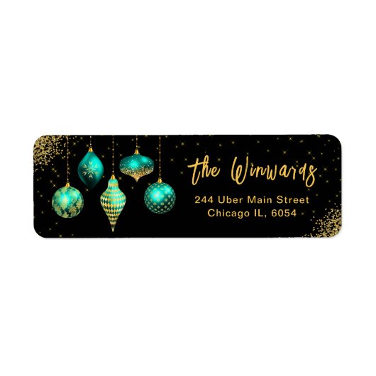 Elegant Turquoise Blauwe Kerstversiering Etiket (Voorkant)