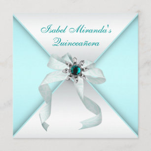 Elegant turquoise blauwe Quinceanera-feest Kaart