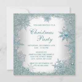 Elegant Turquoise Blauwe Sneeuwvlok Kerstfeest Kaart