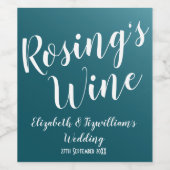 Elegant turquoise blauwe wijnlabel wijn etiket (Enkel label)