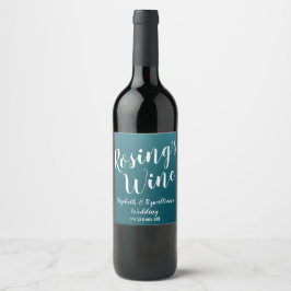 Elegant turquoise blauwe wijnlabel wijn etiket