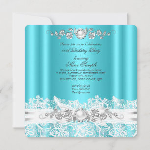 Elegant Turquoise Blauwe Witte Kanten Sierlijke St Kaart