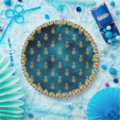 Elegant Turquoise Blauwgroen Gold Pineapple Patter Papieren Bordje (Feest)