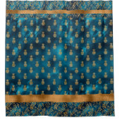 Elegant Turquoise Blauwgroen Gold Pineapples Patro Douchegordijn (Voorkant)