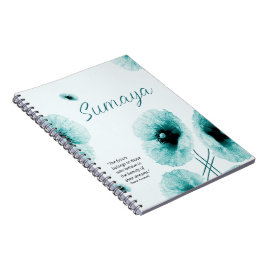 Elegant Turquoise Bloem Motief Aanpasbaar Notitieboek
