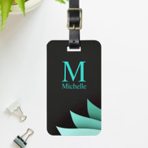 Elegant Turquoise Bloem Motief Persoonlijk Initiaa