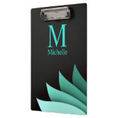 Elegant Turquoise Bloem Motief Persoonlijk Initiaa Klembord (Links)