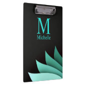Elegant Turquoise Bloem Motief Persoonlijk Initiaa Klembord (Rechts)