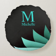 Elegant Turquoise Bloem Motief Persoonlijk Initiaa