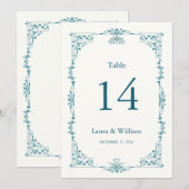 Elegant Turquoise Bloem Tafelnummer (Voorkant / Achterkant)