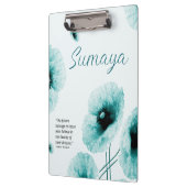 Elegant Turquoise bloemenklembord  Klembord (Links)