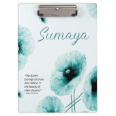 Elegant Turquoise bloemenklembord  Klembord (Voorkant)