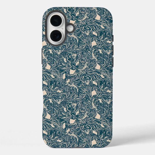 Elegant Turquoise Bloemige Spiraal Naadloos Patroo Case-Mate iPhone Case (Achterkant)