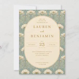 Elegant Turquoise Bloemmotief Kaart