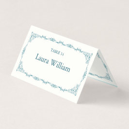Elegant Turquoise Bloemstuk Tafelnummer & Gastnaam