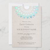 Elegant Turquoise Blue beige Linen Kijk uit Kaart (Voorkant)