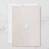 Elegant Turquoise Blue beige Linen Kijk uit Kaart (Achterkant)