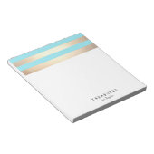 Elegant Turquoise Blue en Gold Stripes Notitieblok (Schuin)