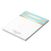 Elegant Turquoise Blue en Gold Stripes Notitieblok (Linkerzijde)