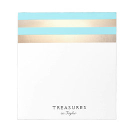 Elegant Turquoise Blue en Gold Stripes Notitieblok
