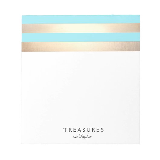 Elegant Turquoise Blue en Gold Stripes Notitieblok (Voorkant)