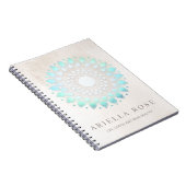 Elegant Turquoise Blue Floral Lotus White Marble Notitieboek (Rechterzijde)