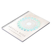 Elegant Turquoise Blue Floral Lotus White Marble Notitieboek (Linkerzijde)