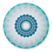 Elegant Turquoise Blue Floral Mandala Keramische Knop (Voorkant)