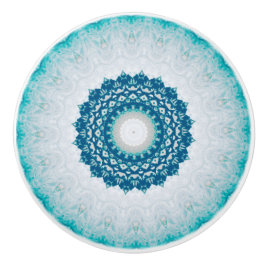 Elegant Turquoise Blue Floral Mandala Keramische Knop