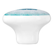 Elegant Turquoise Blue Floral Mandala Keramische Knop (Zijkant)