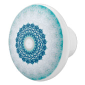 Elegant Turquoise Blue Floral Mandala Keramische Knop (Rechts)