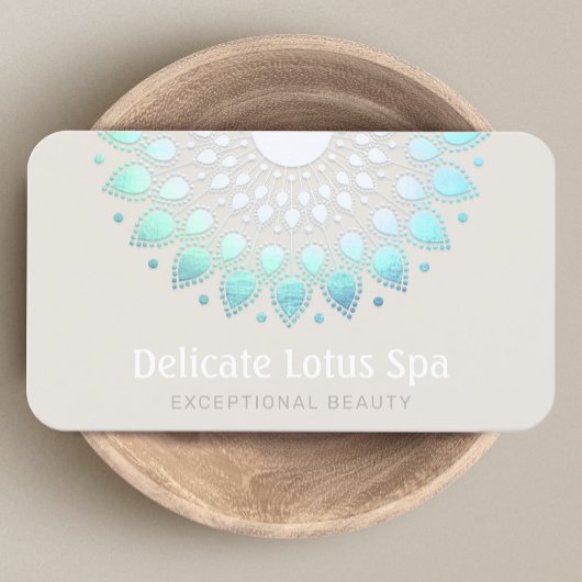 Elegant Turquoise Blue Lotus Logo Visitekaartje