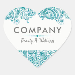 Elegant Turquoise-blue Paisley Lace Hart Sticker
