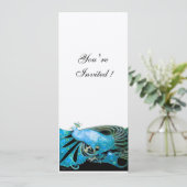 ELEGANT TURQUOISE BLUE PEACOCK White Kaart (Staand voorkant)