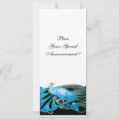 ELEGANT TURQUOISE BLUE PEACOCK White Kaart (Achterkant)