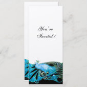 ELEGANT TURQUOISE BLUE PEACOCK White Kaart (Voorkant / Achterkant)