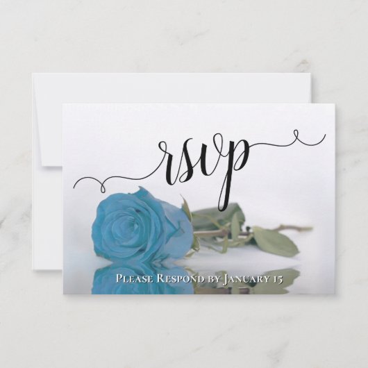 Elegant Turquoise Blue Reflecting Roos Wedding RSVP Kaartje (Voorkant)