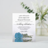 Elegant Turquoise Blue Roos BUDGET Wedding Invite (Staand voorkant)