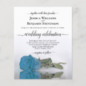 Elegant Turquoise Blue Roos BUDGET Wedding Invite (Voorkant)