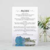 Elegant Turquoise Blue Roos Budget Wedding Menu (Staand voorkant)