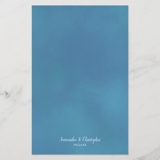 Elegant Turquoise Blue Roos Budget Wedding Menu (Achterkant)