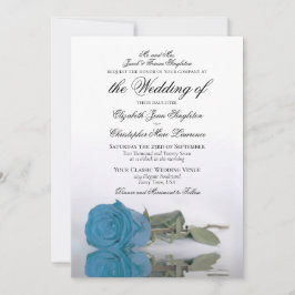 Elegant Turquoise Blue Roos Formal Wedding Kaart