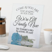 Elegant Turquoise Blue Roos Open Seating Wedding Reclamebord Met Voetstuk (Insitu)