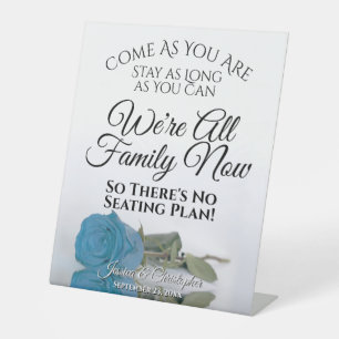 Elegant Turquoise Blue Roos Open Seating Wedding Reclamebord Met Voetstuk