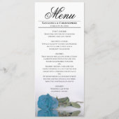 Elegant Turquoise Blue Roos Reflections Wedding Menu (Voorkant)