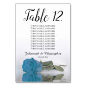 Elegant Turquoise Blue Roos Seating Chart Wedding Kaart (Voorkant)
