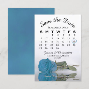 Elegant Turquoise Blue Roos Wedding Calendar Save The Date