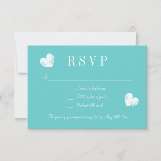 Elegant turquoise blue RSVP bruiloft reactiekaarte Kaartje (Voorkant)